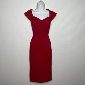 Stop Staring Retro 50s Madstyle Red Fitted Pencil Wiggle Dress